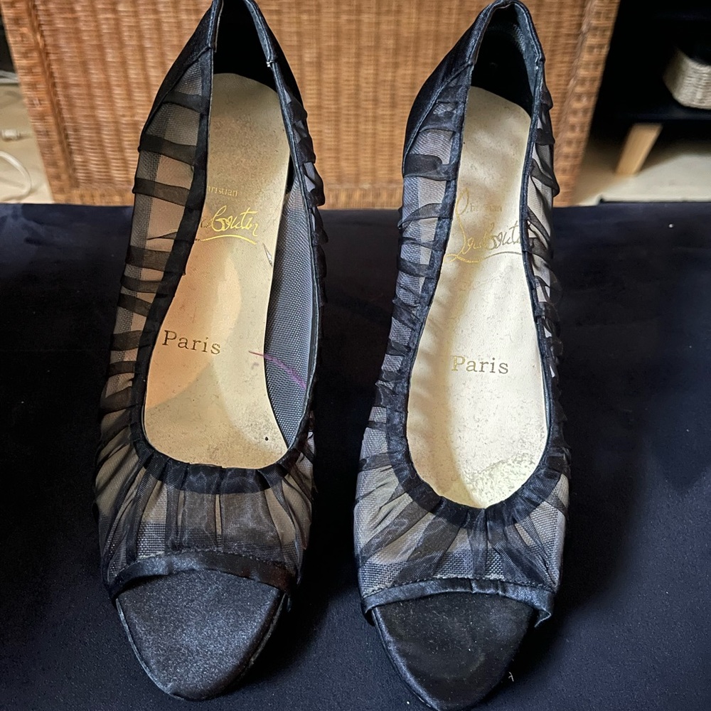 Black lace Christian Louboutins